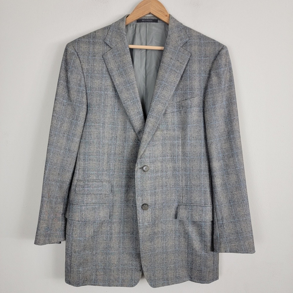 Ermenegildo Zegna‎ Heritage Blazer Roma Fit Plaid Wool Double Pocket Mens 54 L